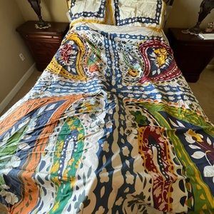 Anthropologie Colorful Paisley Full Duvet & 2 euro shams